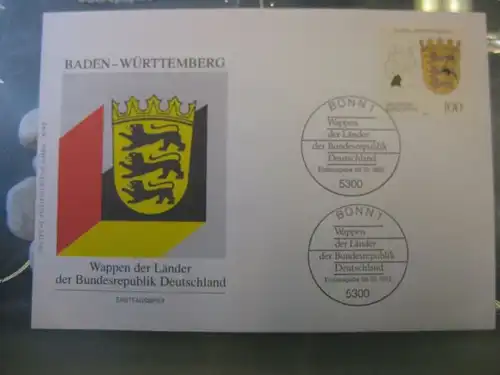 Ersttagsbrief Künstler- Ersttagsbrief FDC der Deutsche Postphilatelie: Wappen der Länder: Baden-Württemberg