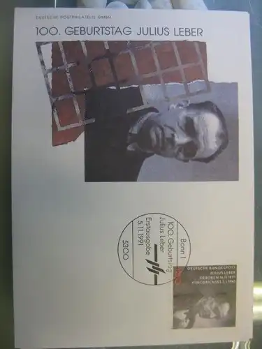 Ersttagsbrief Künstler- Ersttagsbrief FDC der Deutsche Postphilatelie: Julius Leber