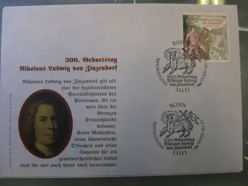 Ersttagsbrief Künstler- Ersttagsbrief FDC der Deutsche Postphilatelie: Zinzendorf