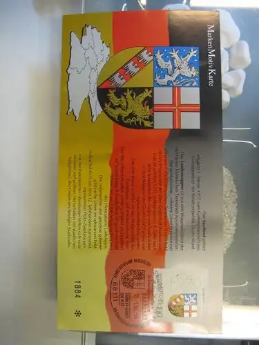 Marken Motiv Karte der Deutschen Postphilatelie , Maximumkarte, Nummerierte Auflage:
Wappen der Länder: Saarland