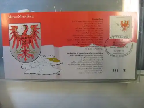 Marken Motiv Karte der Deutschen Postphilatelie , Maximumkarte, Nummerierte Auflage:
Wappen der Länder: Brandenburg