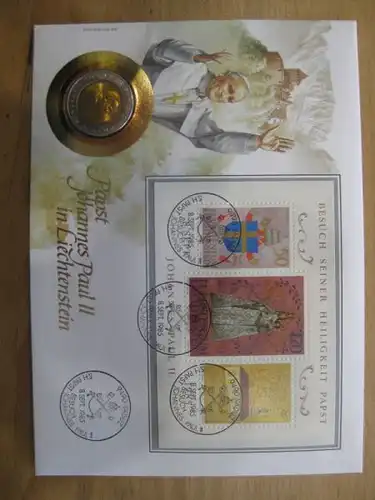 Numisbrief Münzenbrief Papst Johannes Paul II in Liechtenstein