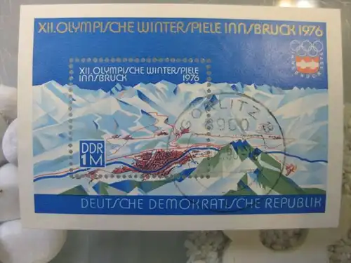 Olympische Winterspiele Block 43 mit Ortsstempel, mit Tagesstempel