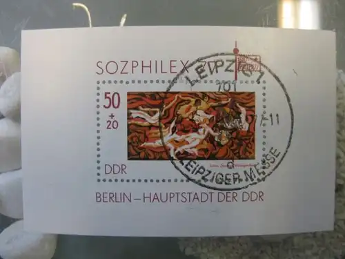 Sozphilex Block 48 mit Ortsstempel, mit Tagesstempel