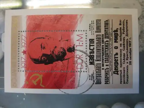 Lenin Block 50 mit Ortsstempel, mit Tagesstempel