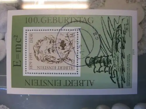 Einstein Block 54 mit Ortsstempel, mit Tagesstempel