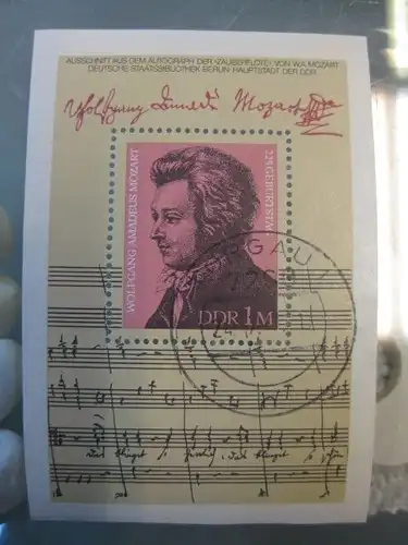 Mozart Block 62 mit Ortsstempel, mit Tagesstempel