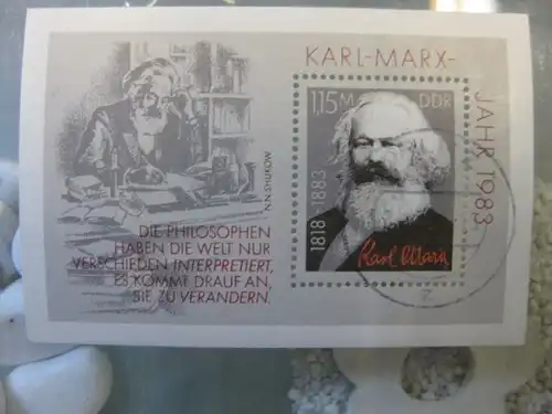 Karl-Marx Block 54 mit Ortsstempel, mit Tagesstempel