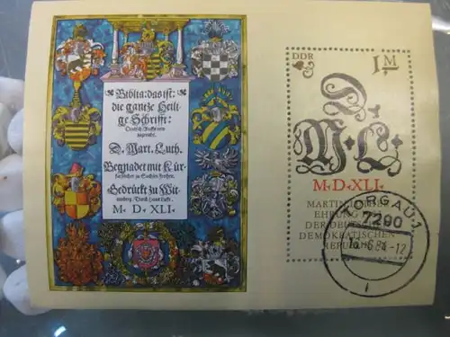 Luther Block 73 mit Ortsstempel, mit Tagesstempel