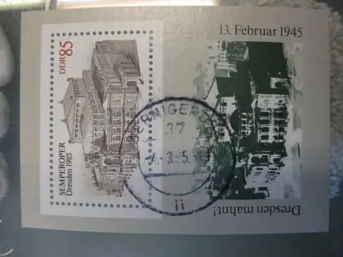 Semperoper Dresden Block 69 mit Ortsstempel, mit Tagesstempel