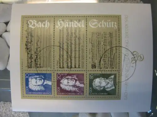 Bach-Händel-Schütz Block 81 mit Ortsstempel, mit Tagesstempel