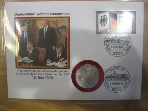 Numisbrief Deutsche Einheit, Deutschland wächst zusammen,
Unterzeichnung des Staatsvertrages