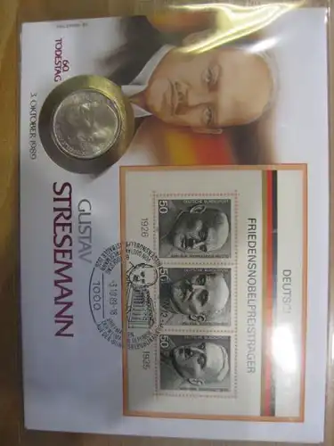 Numisbrief Gustav Stresemann, 60. Todestag