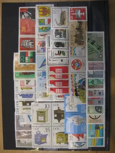 DDR Jahrgang 1985 
mit: 50 Marken, 3 Blocks, 7 Zusammendrucke und 2 Kleinbogen, postfrisch, ** mit ausschließlich kompletten Sätzen
