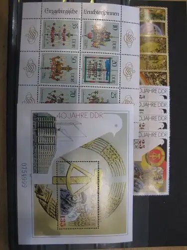 DDR Jahrgang 1989 
mit: 54 Marken,4 Blocks, 5 Zusammendrucke und 2 Kleinbogen, postfrisch, ** mit ausschließlich kompletten Sätzen