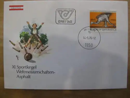 Österreich Ersttagsbrief, FDC: Sportkegel-WM