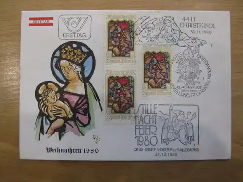 Österreich Ersttagsbrief, FDC: Weihnachten 1980
