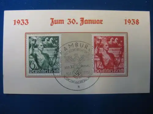 Stempelkarte, Zum 30. Januar 1933
gestempelt Sonderstempel 30. Januar 1938 Hamburg