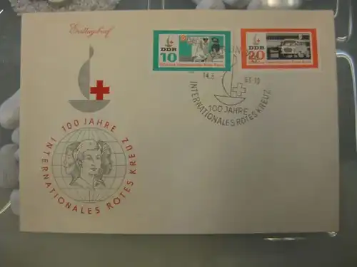 Offizieller, Amtlicher Ersttagsbrief FDC der DDR:
 IRK, Rotes Kreuz