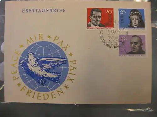 Offizieller, Amtlicher Ersttagsbrief FDC der DDR:
 Für den Weltfrieden