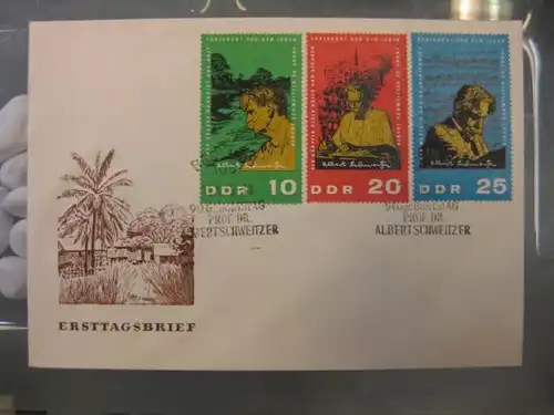 Offizieller, Amtlicher Ersttagsbrief FDC der DDR:
 Albert Schweitzer