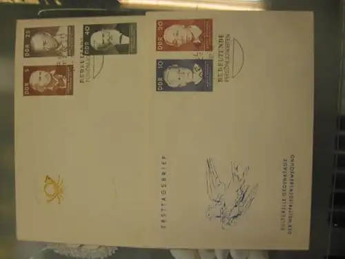 Offizieller, Amtlicher Ersttagsbrief FDC der DDR:
 Berühmte Persönlichkeiten (I)