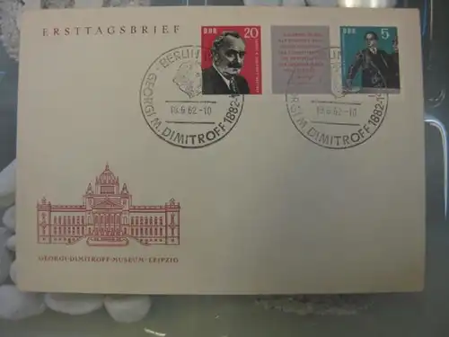 Offizieller, Amtlicher Ersttagsbrief FDC der DDR: Dimitroff Zusammendruck, 3er-Streifen