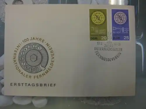 Offizieller, Amtlicher Ersttagsbrief FDC der DDR: Internationale Fernmeldeunion , ITU