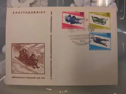 Offizieller, Amtlicher Ersttagsbrief FDC der DDR: Rennrodel-WM