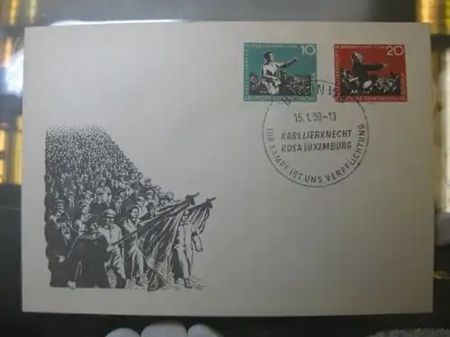 Offizieller, Amtlicher Ersttagsbrief FDC der DDR: Liebknecht, Luxemburg