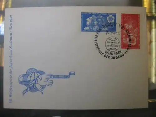 Offizieller, Amtlicher Ersttagsbrief FDC der DDR: Weltfestspiele Wien 1959