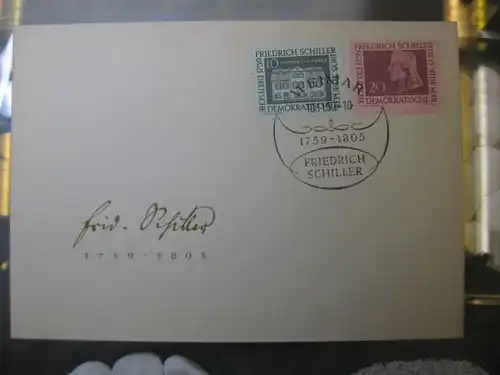 Offizieller, Amtlicher Ersttagsbrief FDC der DDR: Schiller