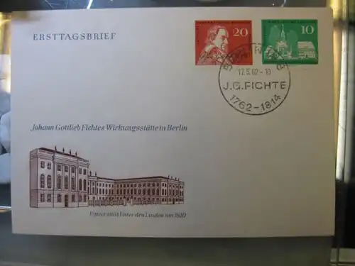 Offizieller, Amtlicher Ersttagsbrief FDC der DDR: Fichte