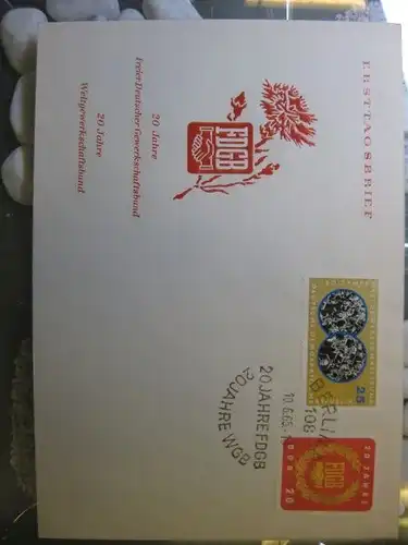 Offizieller, Amtlicher Ersttagsbrief FDC der DDR: FDGB