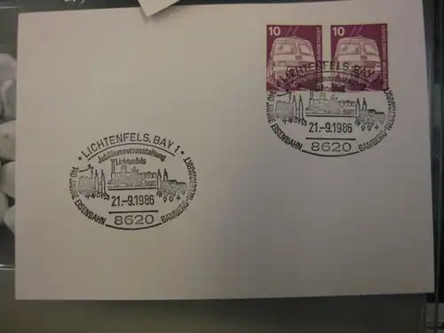 Sonderstempel 140 Jahre Eisenbahn Bamberg-Neuenmarkt, 1986 Motiv Eisenbahn