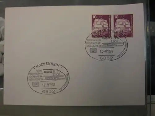 Sonderstempel Rheintalbahn Hockenheim 1986 Motiv Eisenbahn