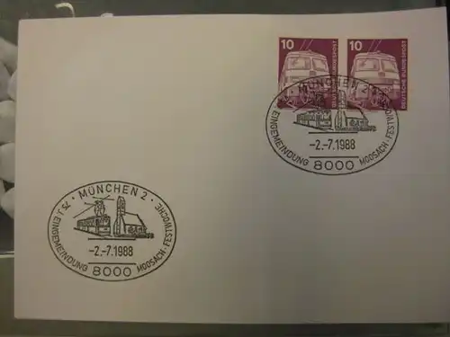 Sonderstempel 75 Jahre Eingemeindung Moosach, München 1988 Motiv Eisenbahn