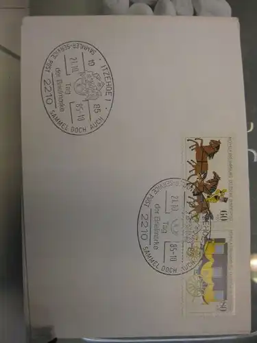 Sonderstempel Tag der Briefmarke auf MOPHILA-Hamburg 1985 Zusammendruck, Michel-Nummer 1255-56, Itzehoe  1985