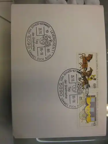 Sonderstempel Tag der Briefmarke auf MOPHILA-Hamburg 1985 Zusammendruck, Michel-Nummer 1255-56, Leverkusen 1985