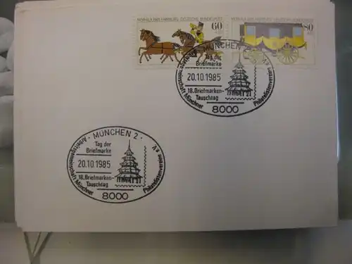 Sonderstempel Tag der Briefmarke auf MOPHILA-Hamburg 1985 Zusammendruck, Michel-Nummer 1255-56, München 1985