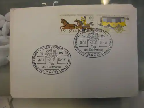 Sonderstempel Tag der Briefmarke auf MOPHILA-Hamburg 1985 Zusammendruck, Michel-Nummer 1255-56, Regensburg 1985