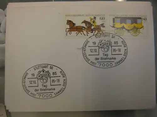Sonderstempel Tag der Briefmarke auf MOPHILA-Hamburg 1985 Zusammendruck, Michel-Nummer 1255-56, Stuttgart 1985