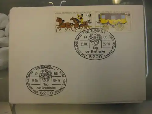 Sonderstempel Tag der Briefmarke auf MOPHILA-Hamburg 1985 Zusammendruck, Michel-Nummer 1255-56, Wiesbaden 1985
