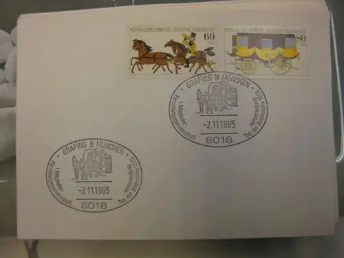 Sonderstempel Tag der Briefmarke auf MOPHILA-Hamburg 1985 Zusammendruck, Michel-Nummer 1255-56, Grafing 1985