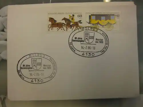 Sonderstempel Tag der Briefmarke auf MOPHILA-Hamburg 1985 Zusammendruck, Michel-Nummer 1255-56, Moers  1986