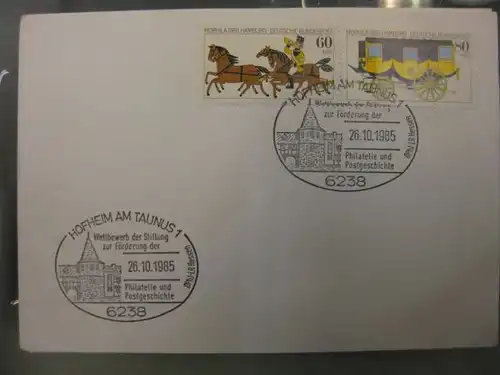 Sonderstempel Postgeschichte 1986, Hofheim 
auf Zusammendruck MOPHILA Hamburg 1985, Michel-Nummer:1255-56