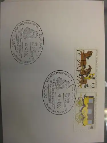 Sonderstempel Tag der Briefmarke 1986, Coburg 
auf Zusammendruck MOPHILA Hamburg 1985, Michel-Nummer:1255-56