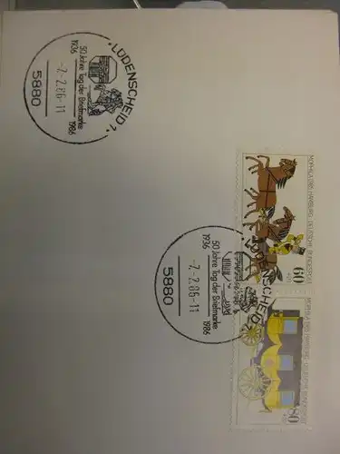 Sonderstempel Tag der Briefmarke 1986, Lüdenscheid 
auf Zusammendruck MOPHILA Hamburg 1985, Michel-Nummer:1255-56