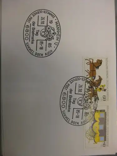 Sonderstempel Tag der Briefmarke 1985, Mannheim 
auf Zusammendruck MOPHILA Hamburg 1985, Michel-Nummer:1255-56