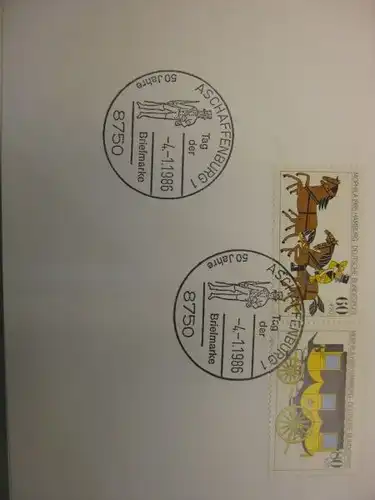 Sonderstempel Tag der Briefmarke 1985, Aschaffenburg 
auf Zusammendruck MOPHILA Hamburg 1985, Michel-Nummer:1255-56